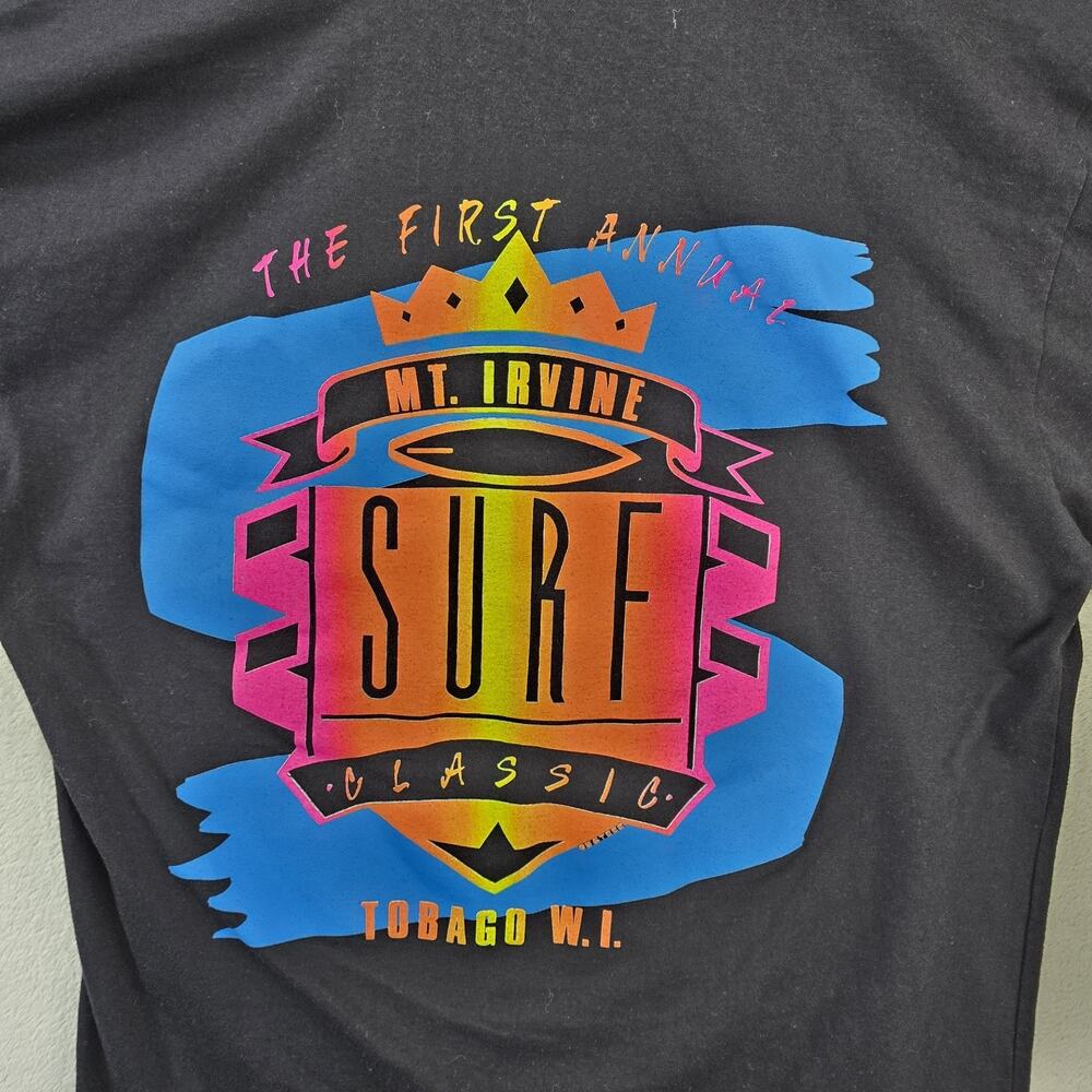 First Annual Mt. Irvine Surf Classic Shirt Mens Medium Black Y2K Tobago WI - Picture 8 of 10